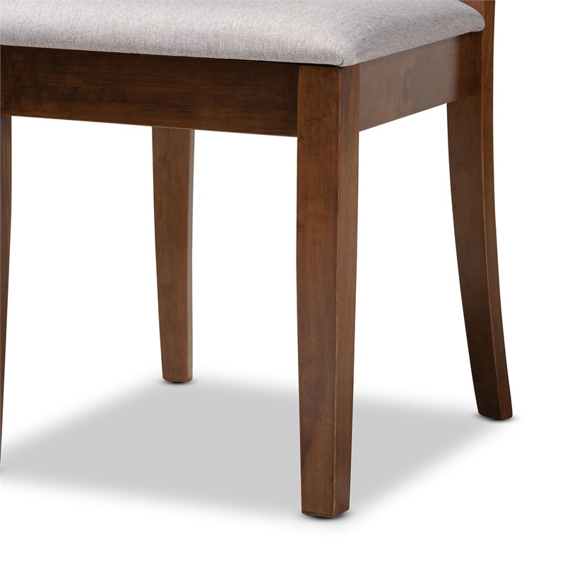 Baxton Studio Minette Gray Fabric Walnut Finished Wood 2-Piece Dining Chair Set