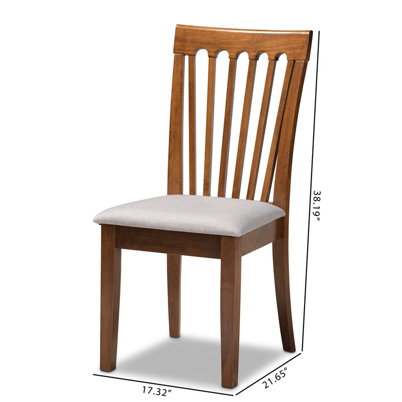 Baxton Studio Minette Gray Fabric Walnut Finished Wood 2-Piece Dining Chair Set