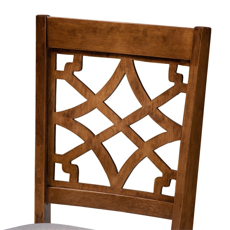 Baxton Studio Mael Gray Fabric Walnut Finished Wood 4-Piece Dining Chair Set