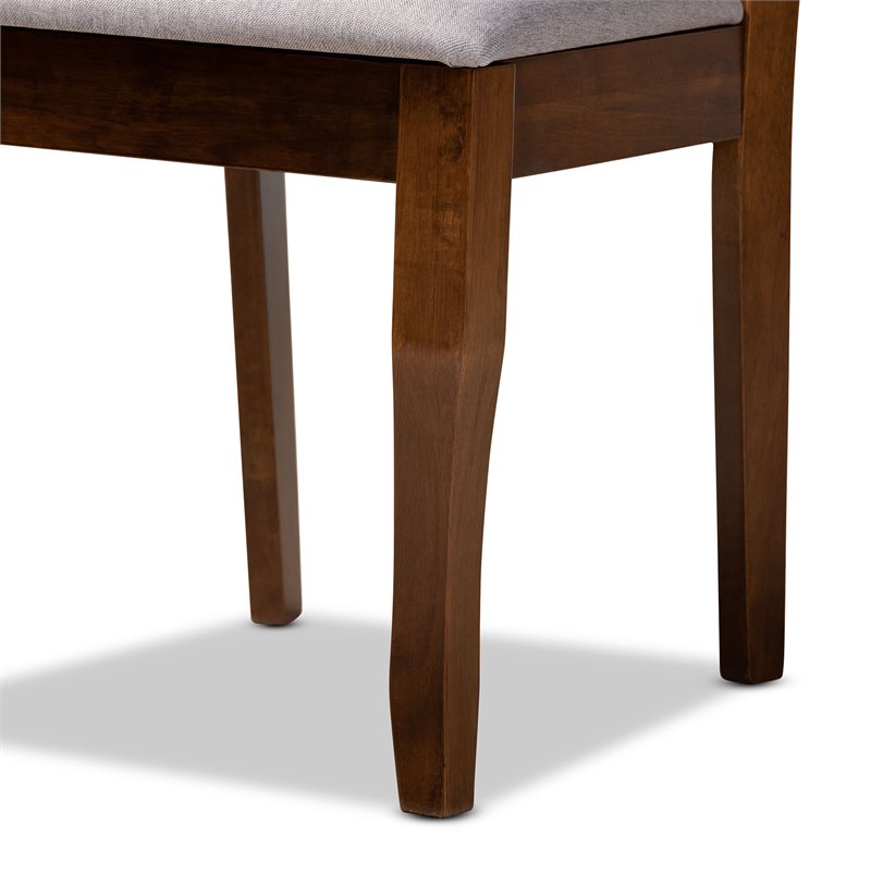 Baxton Studio Mael Gray Fabric Walnut Finished Wood 4-Piece Dining Chair Set