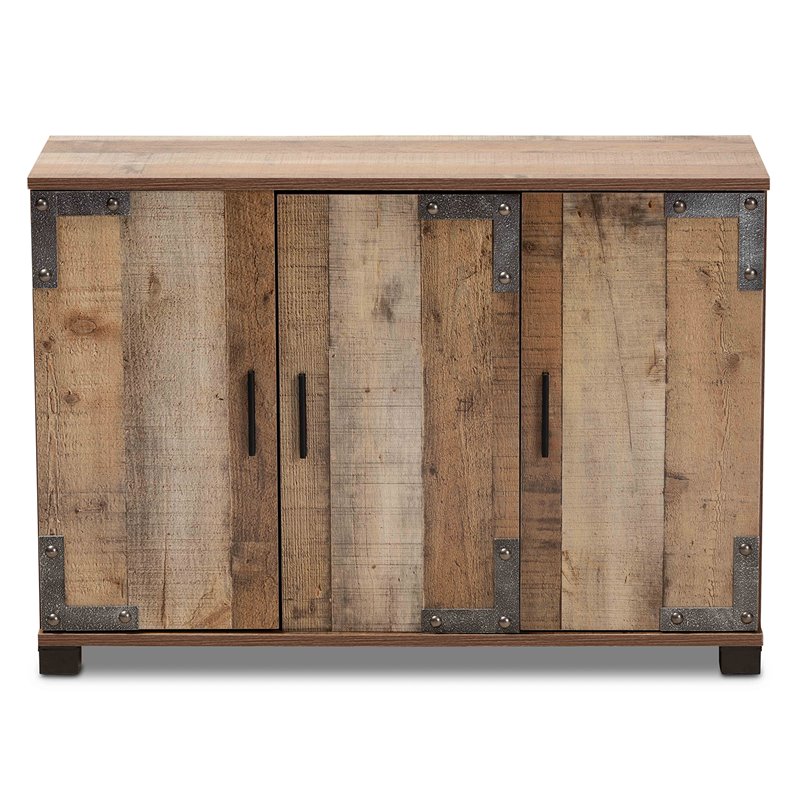 Baxton Studio Cyrille Finished Wood 3-Door Shoe Cabinet
