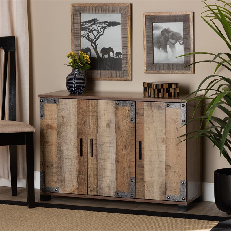 Baxton Studio Cyrille Finished Wood 3-Door Shoe Cabinet