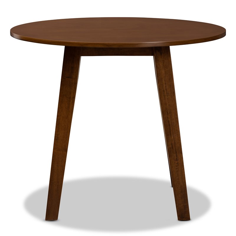 Baxton Studio Ela Walnut Finished 35-Inch-Wide Round Wood Dining Table