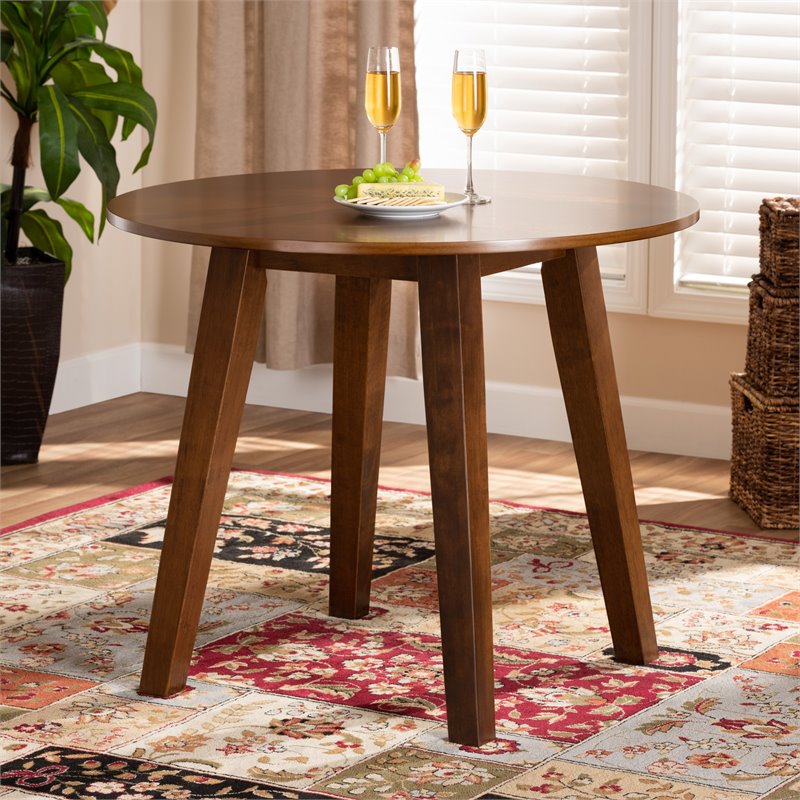 Baxton Studio Ela Walnut Finished 35-Inch-Wide Round Wood Dining Table