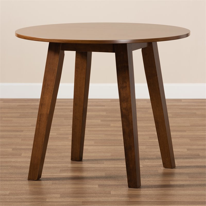 Baxton Studio Ela Walnut Finished 35-Inch-Wide Round Wood Dining Table