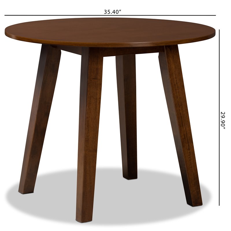 Baxton Studio Ela Walnut Finished 35-Inch-Wide Round Wood Dining Table