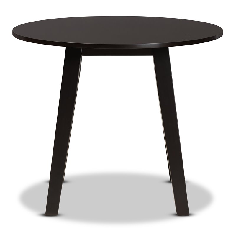 Baxton Studio Ela Dark Brown Finished 35-Inch-Wide Round Wood Dining Table