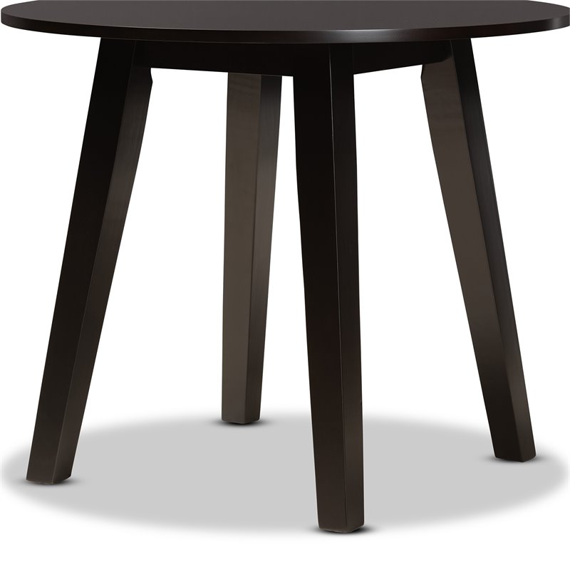 Baxton Studio Ela Dark Brown Finished 35-Inch-Wide Round Wood Dining Table