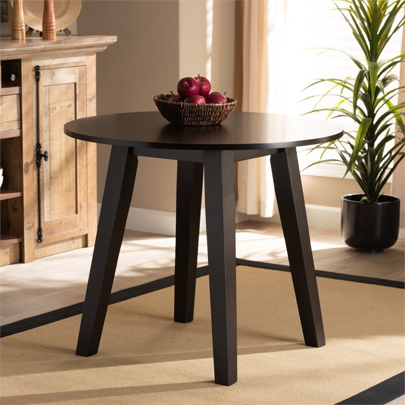 Baxton Studio Ela Dark Brown Finished 35-Inch-Wide Round Wood Dining Table