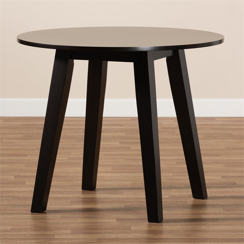 Baxton Studio Ela Dark Brown Finished 35-Inch-Wide Round Wood Dining Table