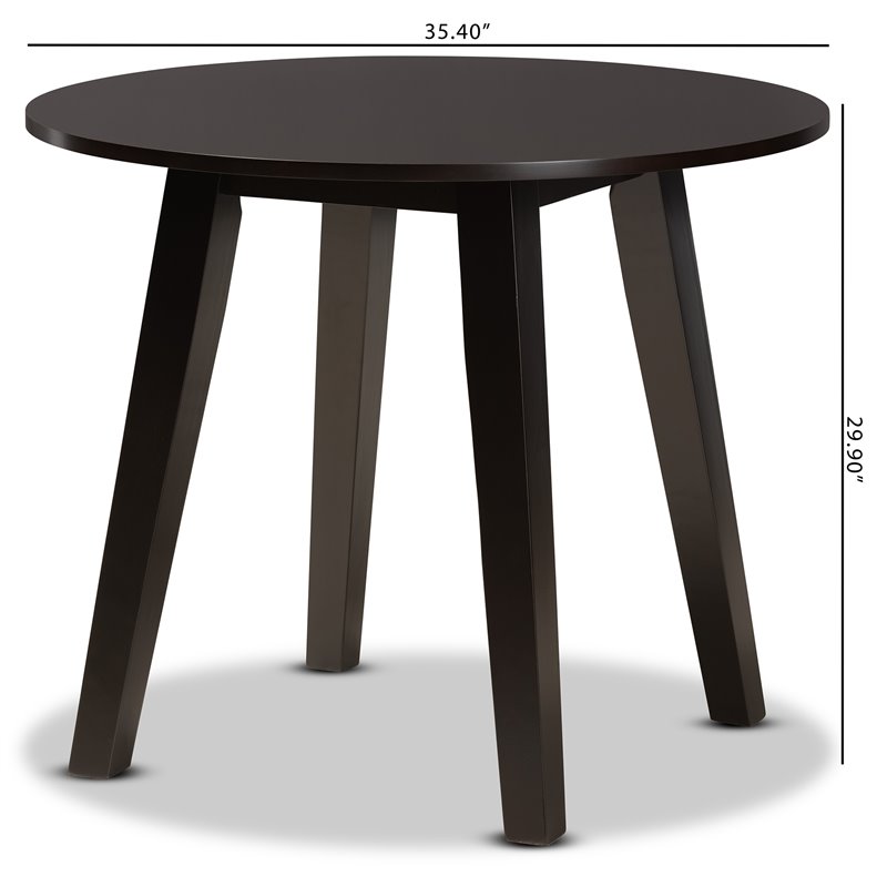 Baxton Studio Ela Dark Brown Finished 35-Inch-Wide Round Wood Dining Table