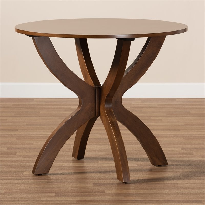 Baxton Studio Tilde Walnut Finished 35-Inch-Wide Round Wood Dining Table