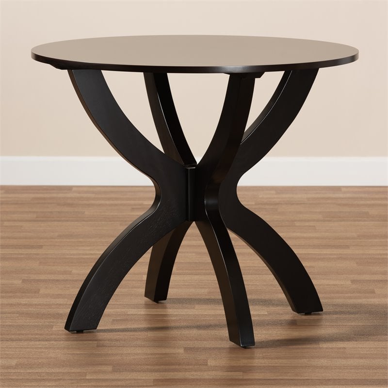 Baxton Studio Tilde Dark Brown Finished 35-Inch-Wide Round Wood Dining Table