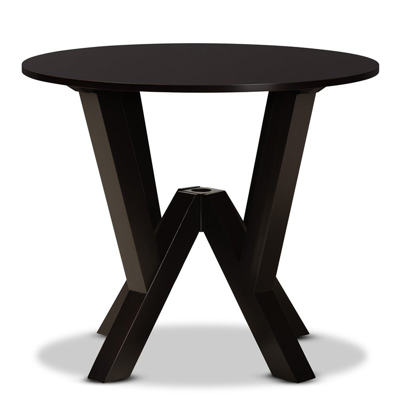 Baxton Studio Irene Dark Brown Finished 35-Inch-Wide Round Wood Dining Table