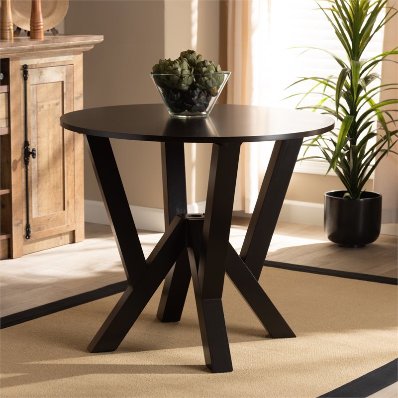 Baxton Studio Irene Dark Brown Finished 35-Inch-Wide Round Wood Dining Table