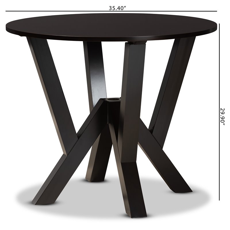 Baxton Studio Irene Dark Brown Finished 35-Inch-Wide Round Wood Dining Table