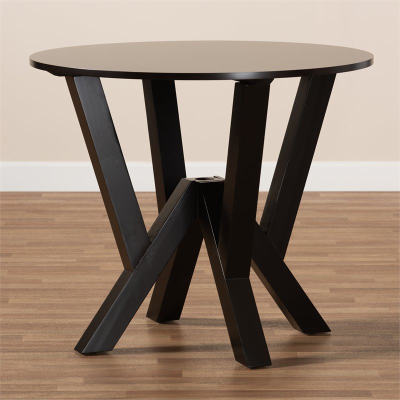 Baxton Studio Irene Dark Brown Finished 35-Inch-Wide Round Wood Dining Table