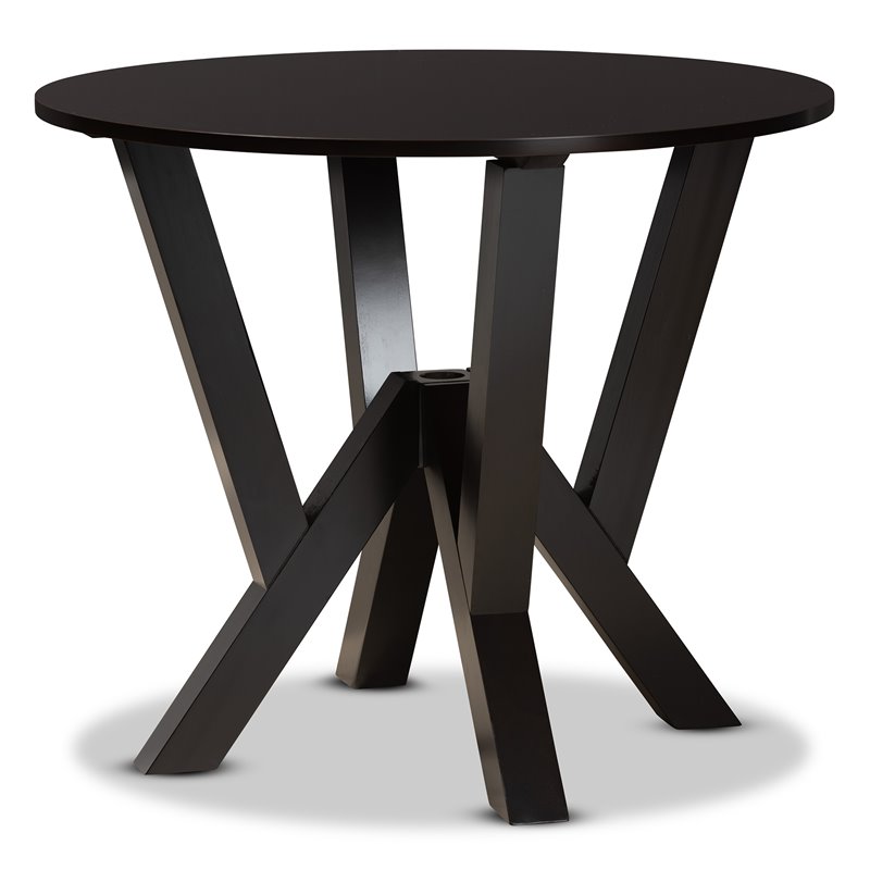 Baxton Studio Irene Dark Brown Finished 35-Inch-Wide Round Wood Dining Table