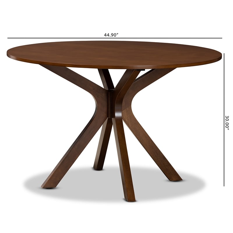 Baxton Studio Kenji Walnut Finished 45-Inch-Wide Round Wood Dining Table