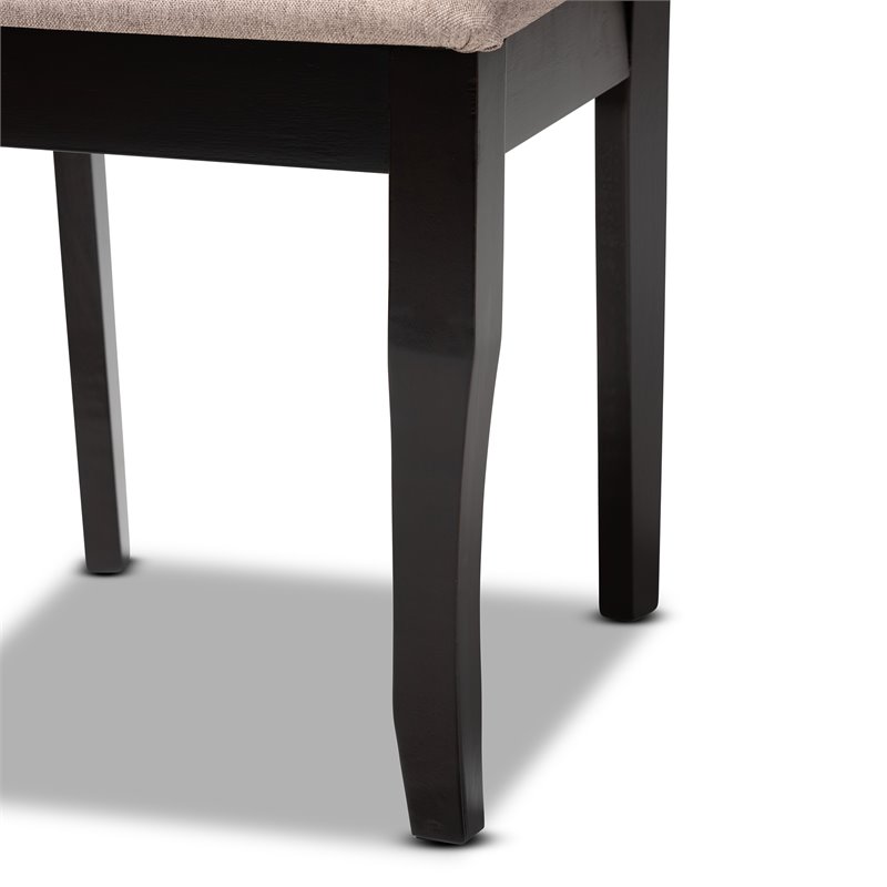 Baxton Studio Verner Sand Fabric Dark Brown Finished 2-Piece Dining Chair Set