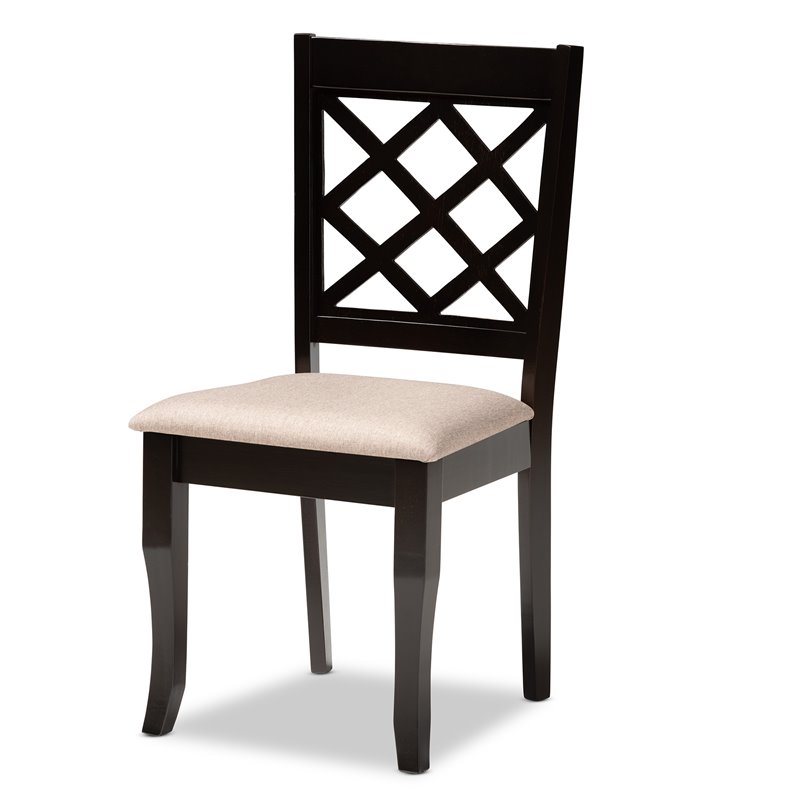 Baxton Studio Jana Sand Fabric and Dark Brown Finished Wood 7-Piece Dining Set