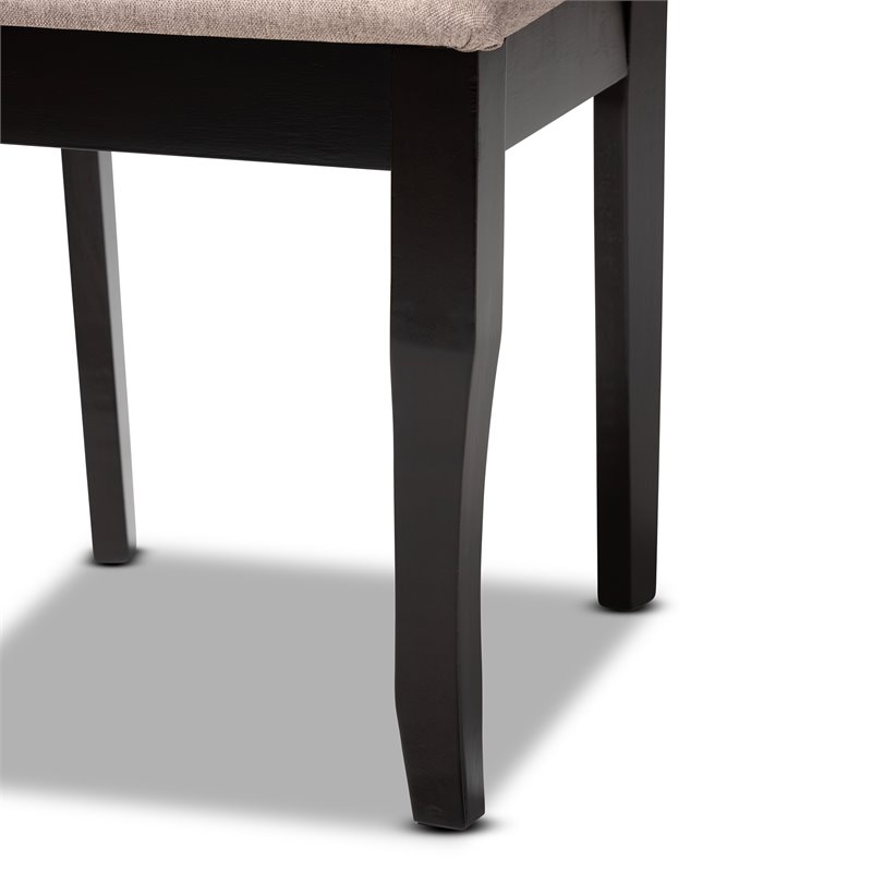Baxton Studio Verner Sand Fabric Dark Brown Finished 7-Piece Wood Dining Set