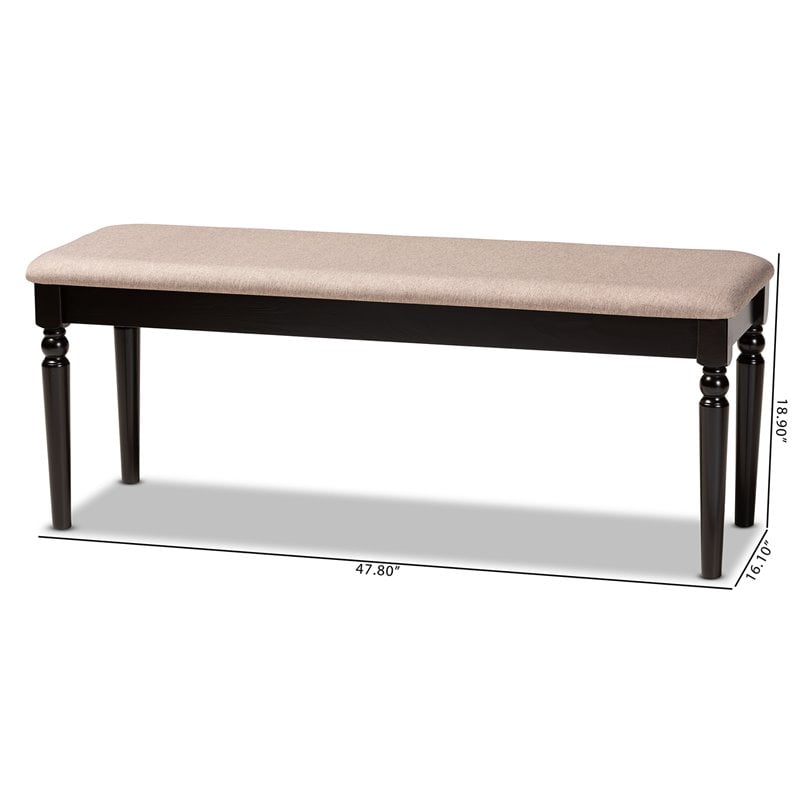 Baxton Studio Upholstered and Brown Finished Wood Dining Bench