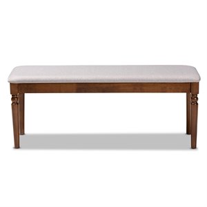 Baxton Studio Grey Upholstered and Walnut Brown Finished Wood Dining Bench