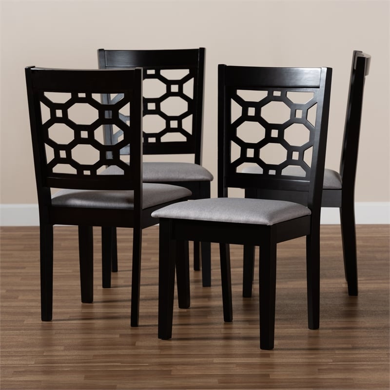 Baxton Studio Peter Grey and  Brown Finished Wood 4-Piece Dining Chair Set