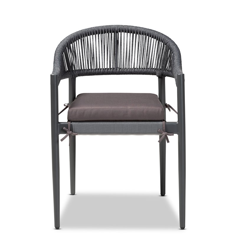 Baxton Studio Modern Grey Finished Rope and Metal Outdoor Dining Chair