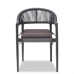 Baxton Studio Modern Grey Finished Rope and Metal Outdoor Dining Chair