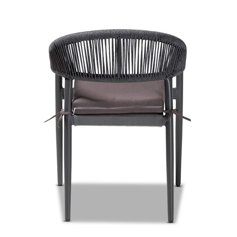 Baxton Studio Modern Grey Finished Rope and Metal Outdoor Dining Chair