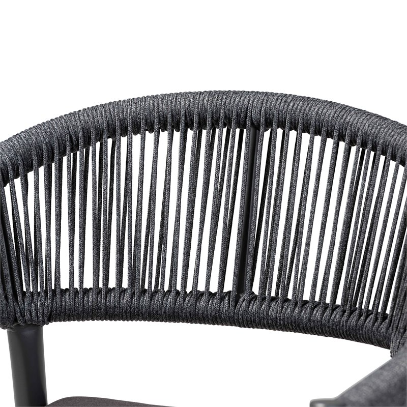 Baxton Studio Modern Grey Finished Rope and Metal Outdoor Dining Chair