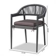 Baxton Studio Modern Grey Finished Rope and Metal Outdoor Dining Chair