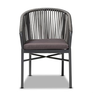 Baxton Studio Grey Finished Rope and Metal Outdoor Dining Chair