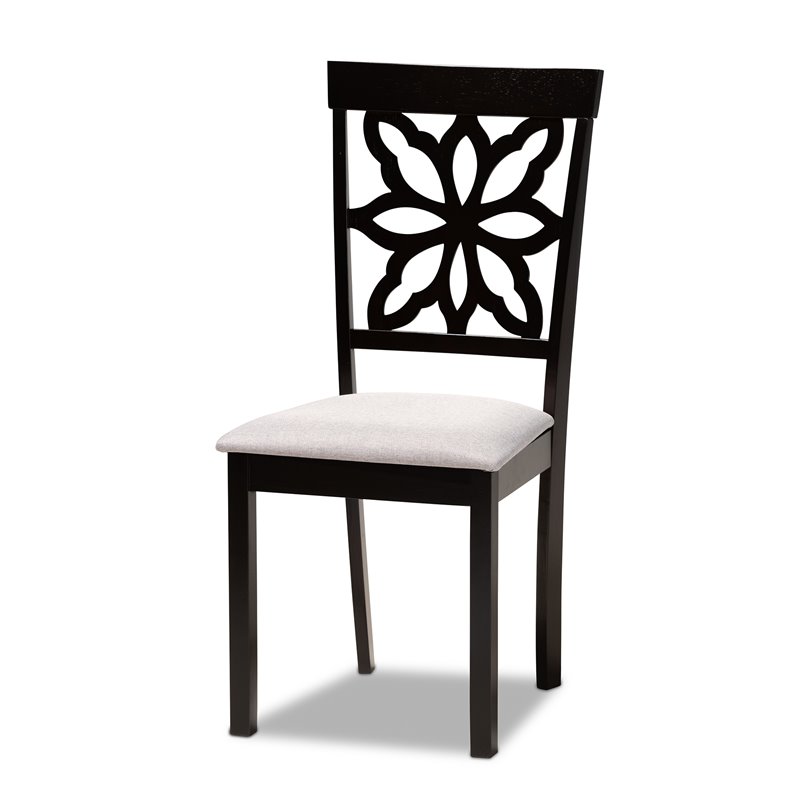 Baxton Studio Grey Upholstered and Brown Finished Wood 7-Piece Dining Set