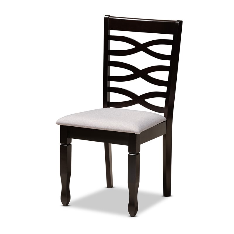 Baxton Studio Mila Grey Fabric and Dark Brown Finished Wood 7-Piece Dining Set