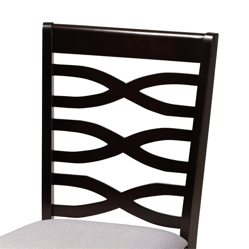Baxton Studio Mila Grey Fabric and Dark Brown Finished Wood 7-Piece Dining Set