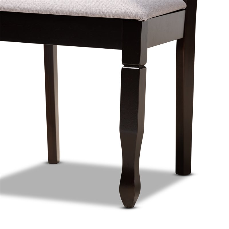 Baxton Studio Mila Grey Fabric and Dark Brown Finished Wood 7-Piece Dining Set