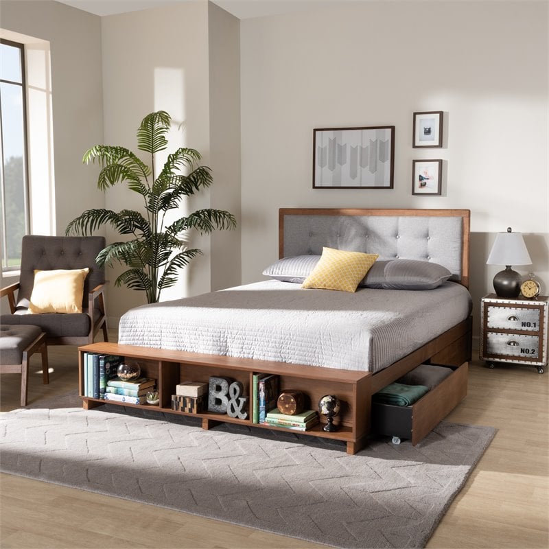 Baxton Studio Brown Finished Wood 4-Drawer King Size Platform Storage Bed