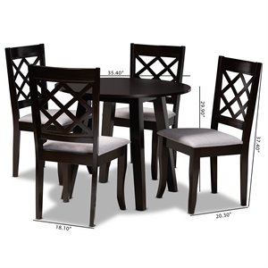 Baxton Studio Daisy Upholstered and Dark Brown Finished Wood 5-Piece Dining Set