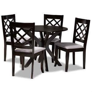Baxton Studio Jana Upholstered and Dark Brown Finished Wood 5-Piece Dining Set