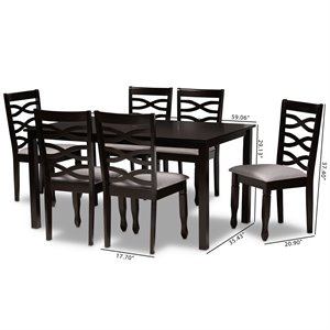 Baxton Studio Lanier Upholstered and Dark Brown Finished Wood 7-Piece Dining Set