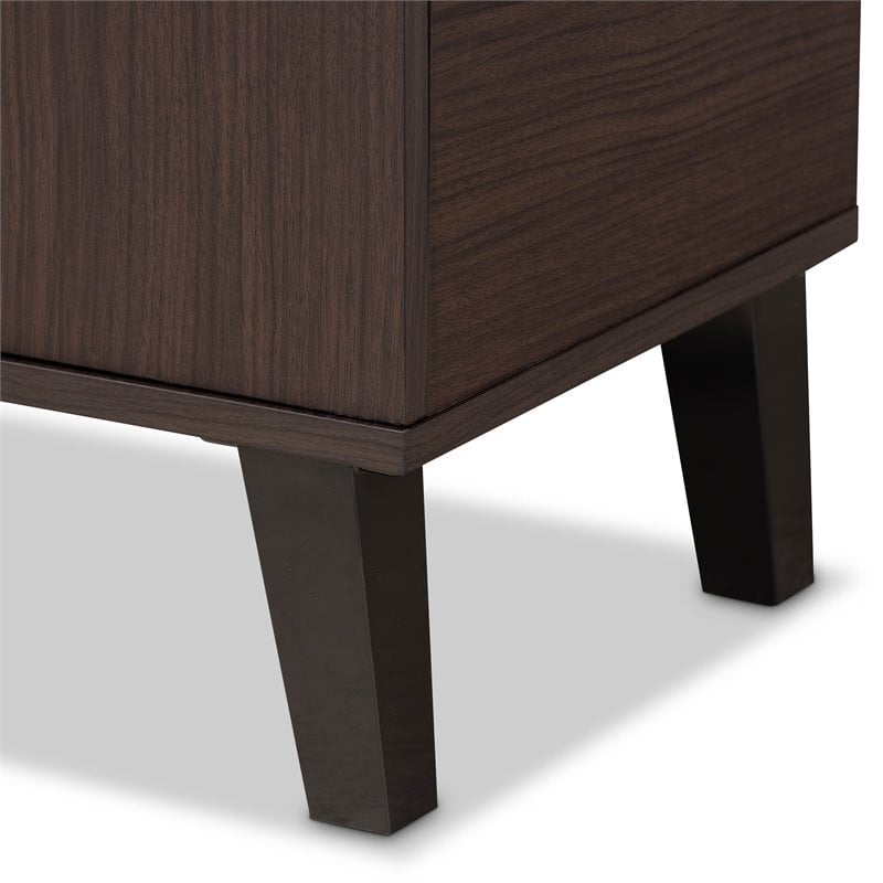 Baxton Studio Two-Tone Dark Brown and Grey Finished Wood 2-Door Shoe Cabinet