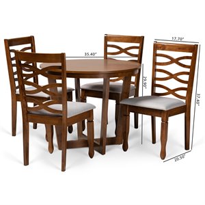 Baxton Studio Alicia Grey and Walnut Brown Finished Wood 5-Piece Dining Set