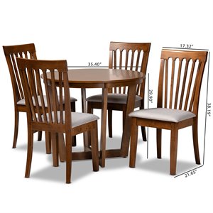 Baxton Studio Andi Grey and Walnut Brown Finished Wood 5-Piece Dining Set
