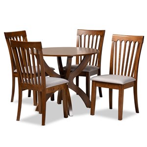 Baxton Studio Bailey Grey and Walnut Brown Finished Wood 5-Piece Dining Set