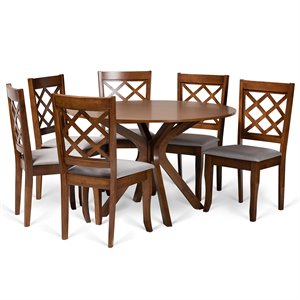 Baxton Studio Jana Grey and Walnut Brown Finished Wood 7-Piece Dining Set