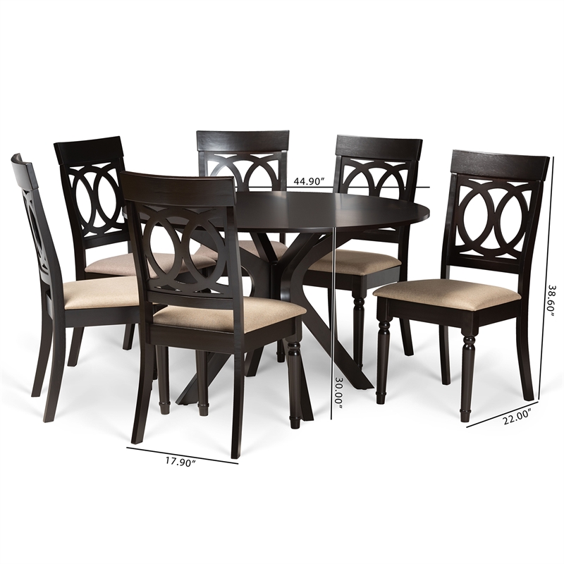 Baxton Studio Jessie Sand and Dark Brown Finished Wood 7-Piece Dining Set
