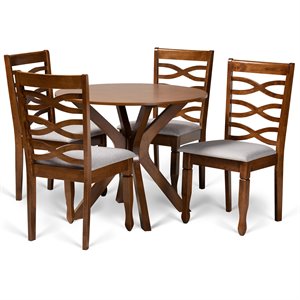 Baxton Studio Mila Grey and Walnut Brown Finished Wood 5-Piece Dining Set